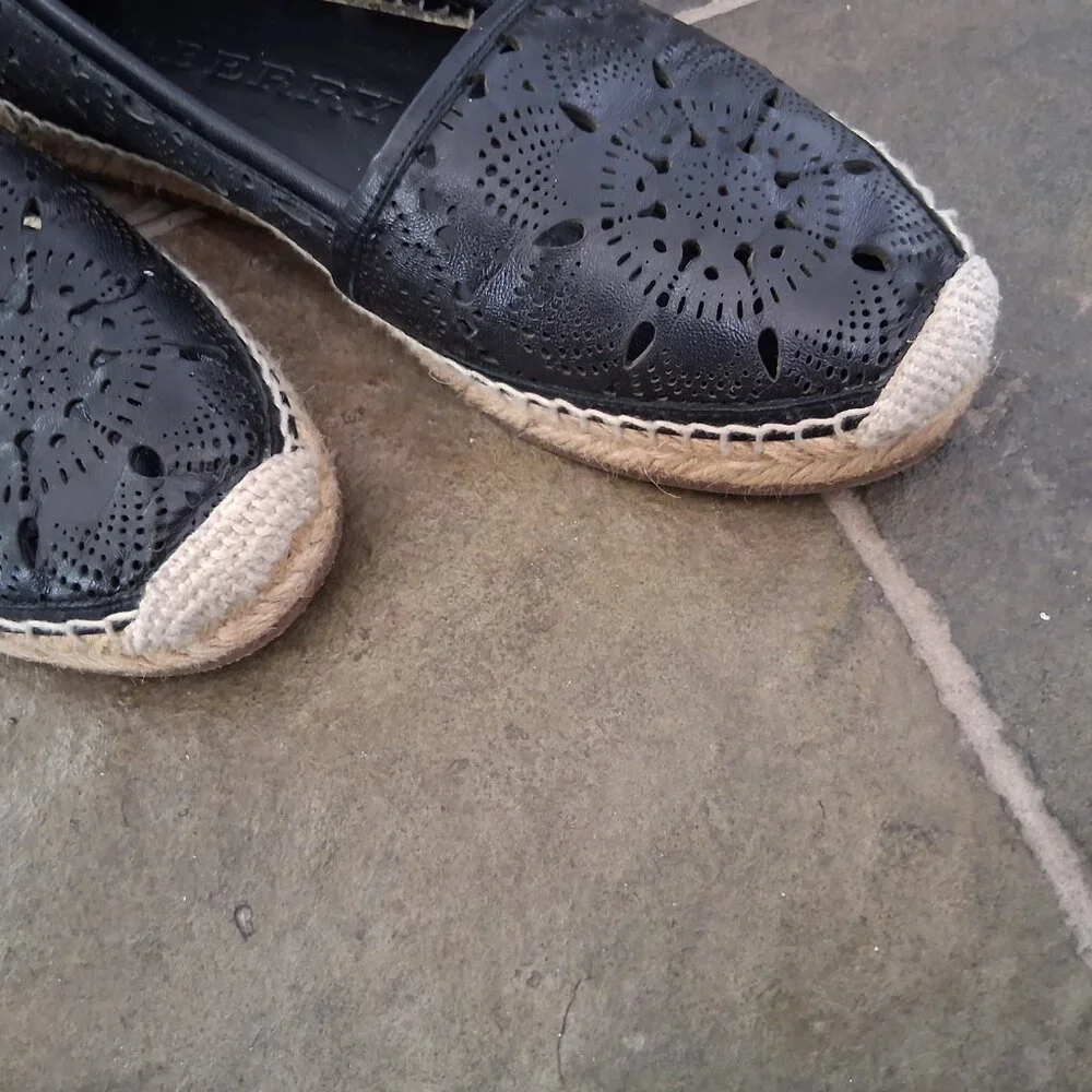 Burberry Black Leather Espadrille Shoes